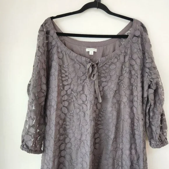Garnet Hill Grey Boheme Lace Dress Shift Style Cocktail Formal Women's 18 - Picture 4 of 9